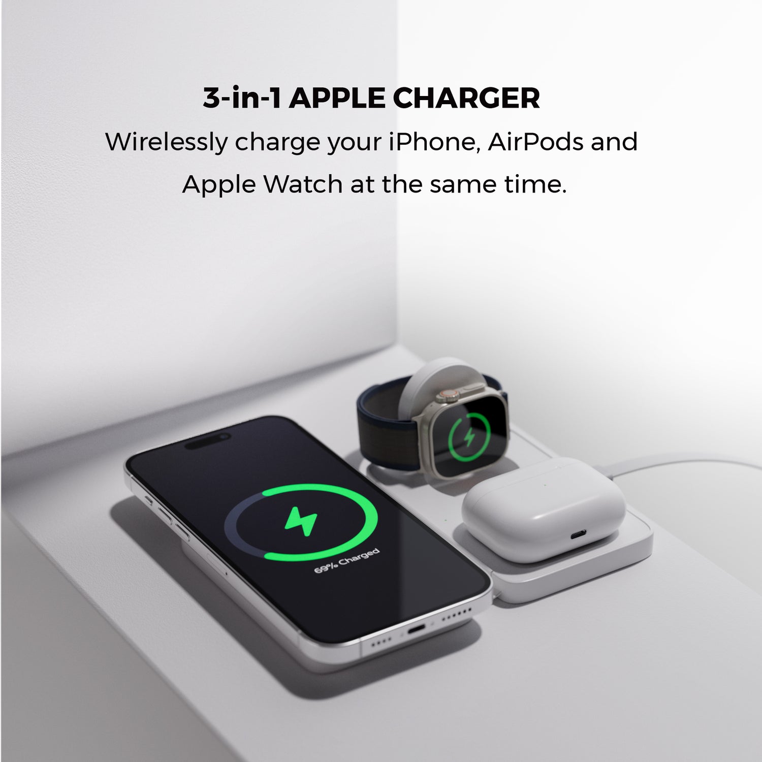 Apollo 3-in-1 Apple Charger Power iPhone, AirPods Watch